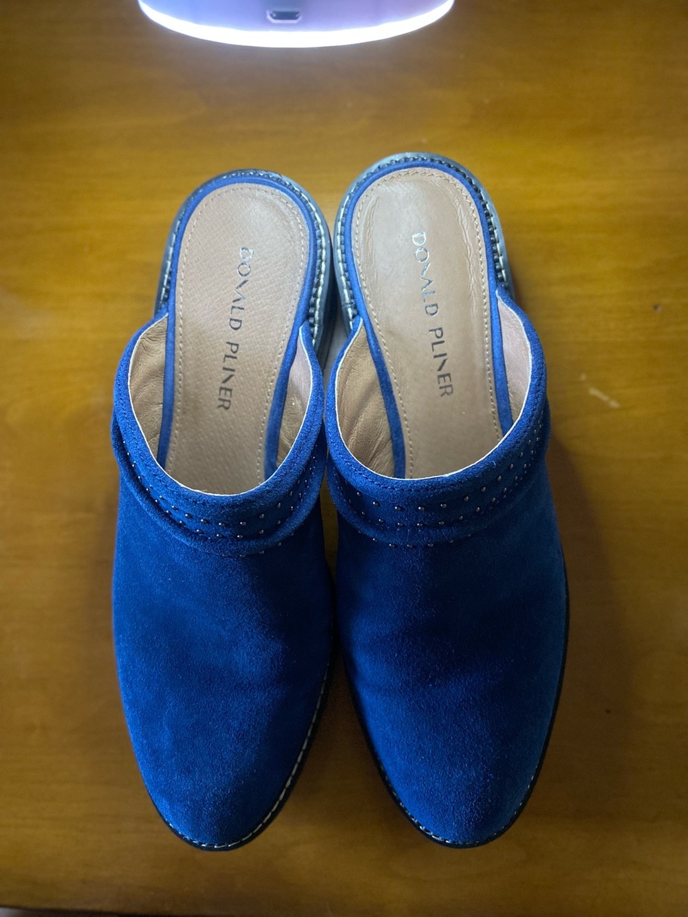 Donald J. Pliner Cobalt Blue Suede Slip-On Mules